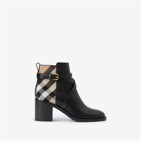 burberry skillman boots|Check and Leather Heel Boots in Black/archive beige .